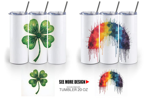 Tumbler Glitch & Gold Surreal St. Patrick's Day Lucky Charms Sublimation artnoy 