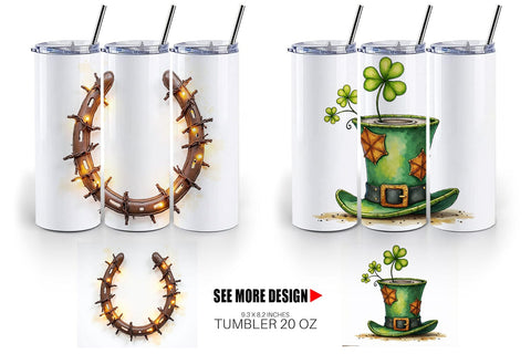 Tumbler Glitch & Gold Surreal St. Patrick's Day Lucky Charms Sublimation artnoy 