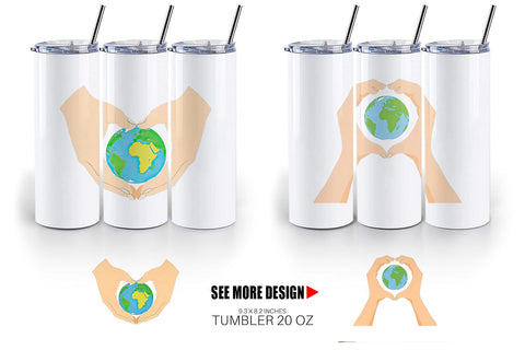 Tumbler Globe in a Heart Hands Sublimation artnoy 