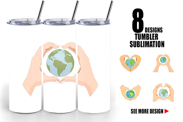 Tumbler Globe in a Heart Hands Sublimation artnoy 