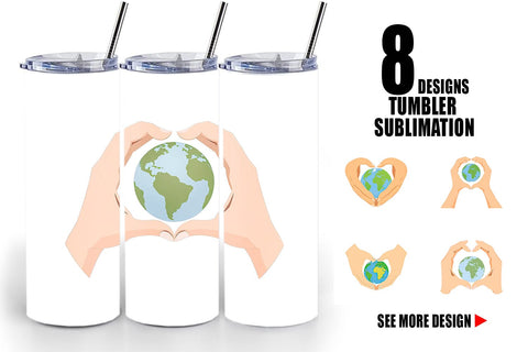 Tumbler Globe in a Heart Hands Sublimation artnoy 
