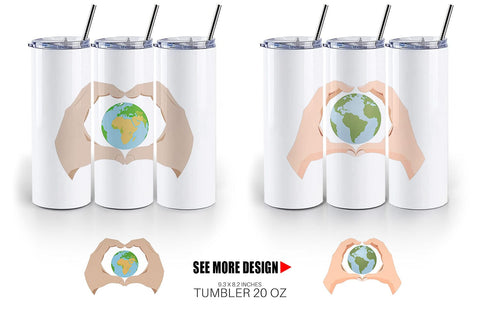Tumbler Globe in a Heart Hands Sublimation artnoy 