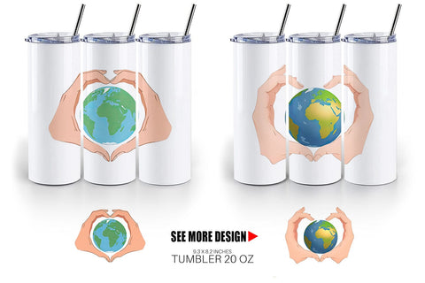 Tumbler Globe in a Heart Hands Sublimation artnoy 