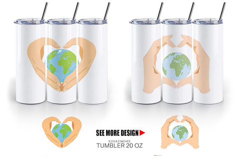 Tumbler Globe in a Heart Hands Sublimation artnoy 