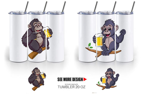 Tumbler Gorilla Beer Day Sublimation artnoy 
