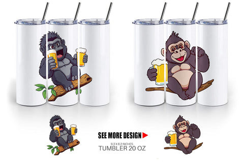 Tumbler Gorilla Beer Day Sublimation artnoy 