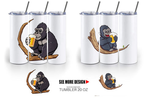 Tumbler Gorilla Beer Day Sublimation artnoy 