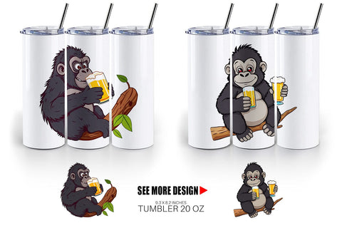 Tumbler Gorilla Beer Day Sublimation artnoy 