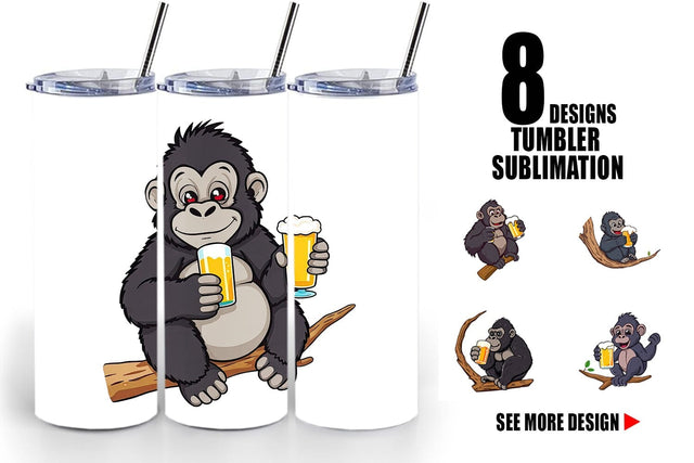 Tumbler Gorilla Beer Day Sublimation artnoy 