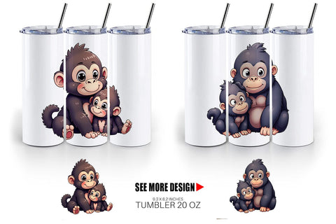 Tumbler Gorilla Mother's Day Sublimation artnoy 