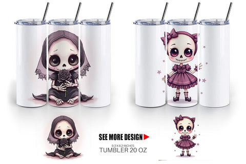 Tumbler Gothic Cute Skeletons Sublimation artnoy 
