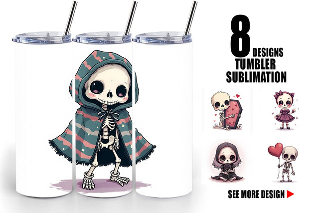 Tumbler Gothic Cute Skeletons Sublimation artnoy 