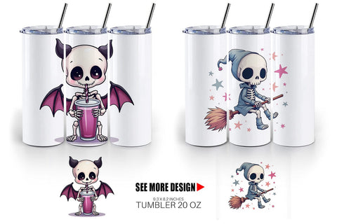 Tumbler Gothic Cute Skeletons Sublimation artnoy 