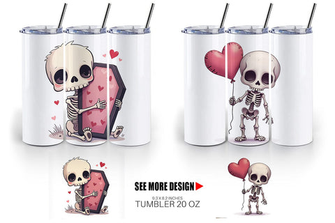 Tumbler Gothic Cute Skeletons Sublimation artnoy 
