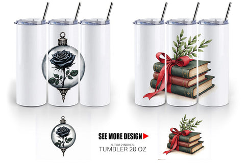Tumbler Gothic Elegance Watercolor Christmas Sublimation artnoy 
