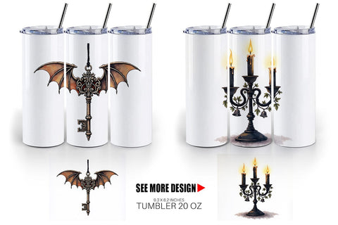 Tumbler Gothic Elegance Watercolor Christmas Sublimation artnoy 