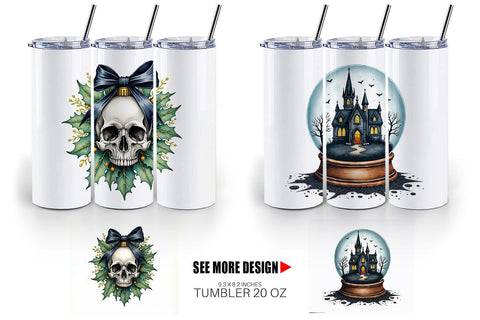 Tumbler Gothic Elegance Watercolor Christmas Sublimation artnoy 