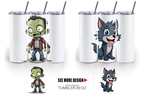 Tumbler Gothic Halloween Characters Sublimation artnoy 