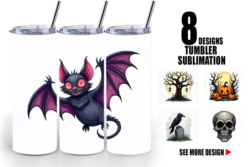 Tumbler Gothic Halloween Creatures Sublimation artnoy 