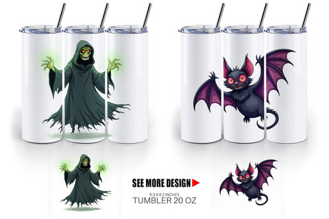 Tumbler Gothic Halloween Creatures Sublimation artnoy 