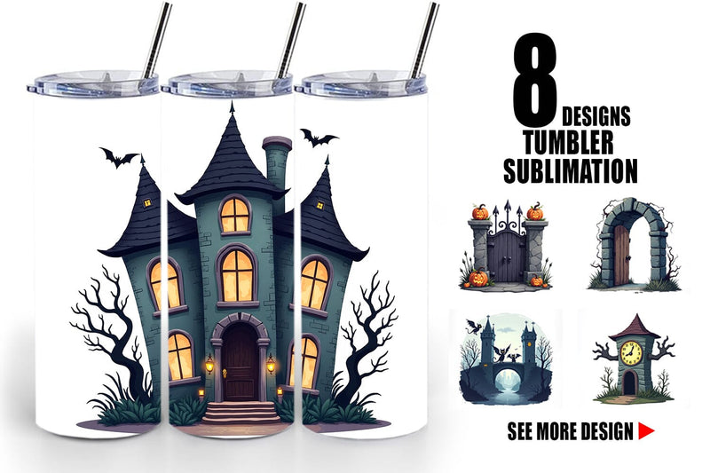 Tumbler Gothic Halloween Gothic Architecture Sublimation artnoy 