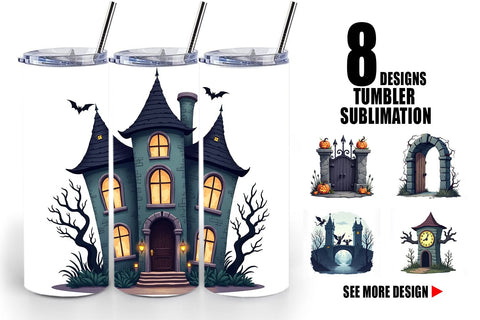 Tumbler Gothic Halloween Gothic Architecture Sublimation artnoy 