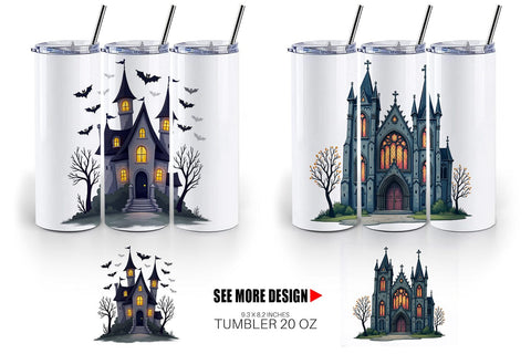 Tumbler Gothic Halloween Gothic Architecture Sublimation artnoy 