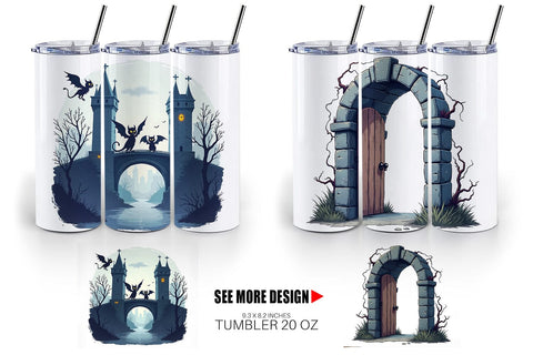 Tumbler Gothic Halloween Gothic Architecture Sublimation artnoy 