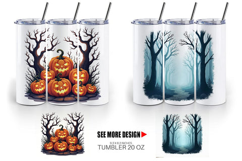 Tumbler Gothic Halloween Haunted Forest Sublimation artnoy 