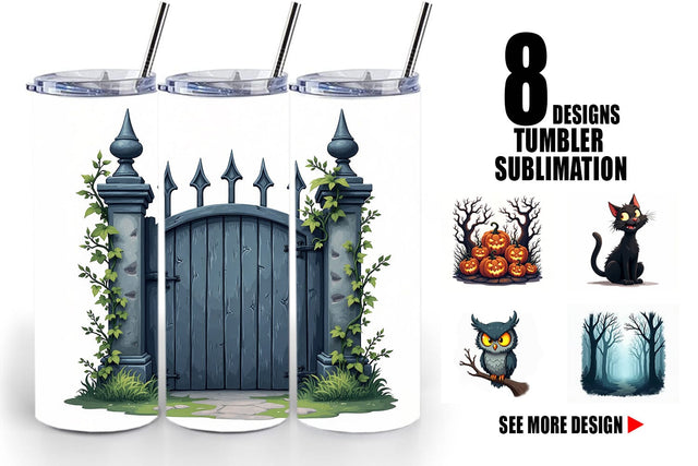 Tumbler Gothic Halloween Haunted Forest Sublimation artnoy 