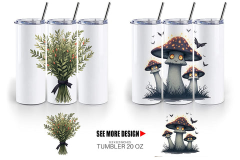 Tumbler Gothic Halloween Plants and Herbs Sublimation artnoy 