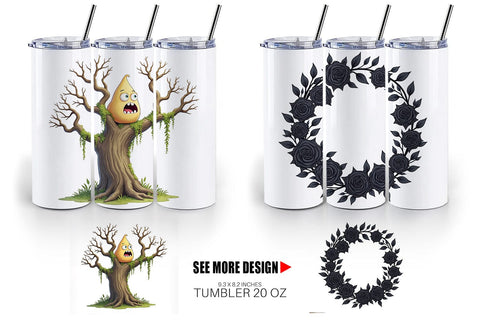 Tumbler Gothic Halloween Plants and Herbs Sublimation artnoy 