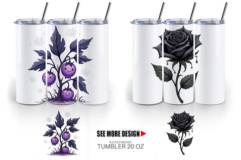 Tumbler Gothic Halloween Plants and Herbs Sublimation artnoy 