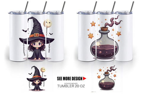 Tumbler Gothic Halloween Witches Sublimation artnoy 