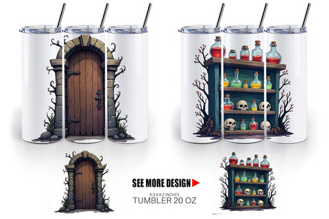 Tumbler Gothic Haunted Objects Sublimation artnoy 