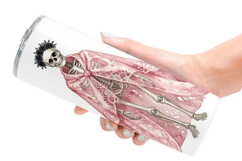 Tumbler Graceful Coquette Skeleton Watercolor Sublimation artnoy 