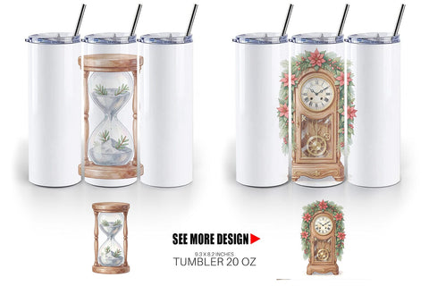 Tumbler Graceful Winter Timepiece Watercolor Sublimation artnoy 