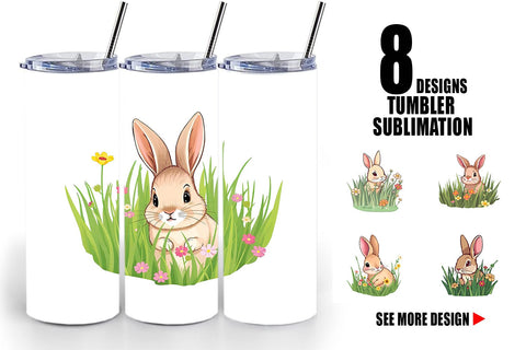 Tumbler Grass Bunny Sublimation artnoy 