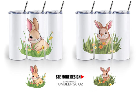 Tumbler Grass Bunny Sublimation artnoy 