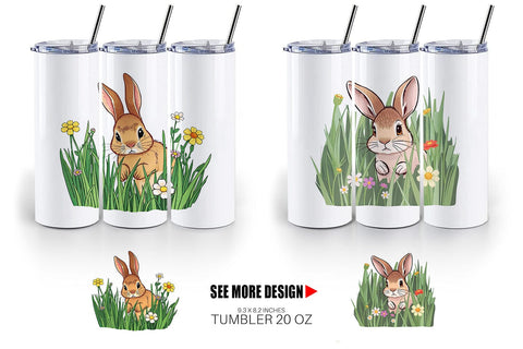 Tumbler Grass Bunny Sublimation artnoy 