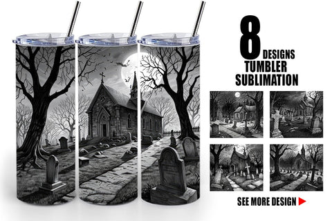 Tumbler Graveyard Halloween Sublimation artnoy 