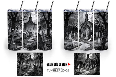 Tumbler Graveyard Halloween Sublimation artnoy 