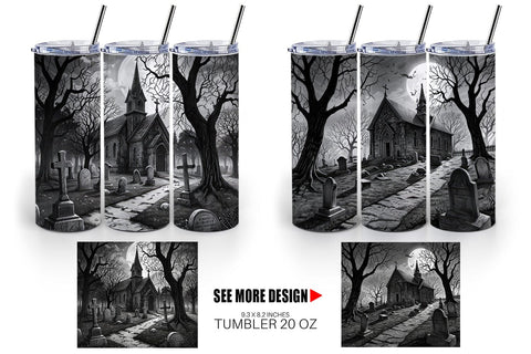 Tumbler Graveyard Halloween Sublimation artnoy 