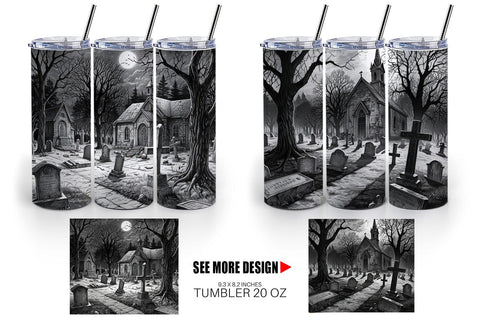 Tumbler Graveyard Halloween Sublimation artnoy 