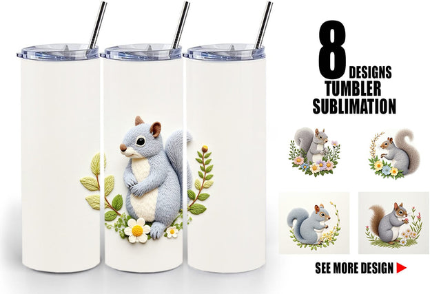 Tumbler Grey Squirrel Sublimation artnoy 