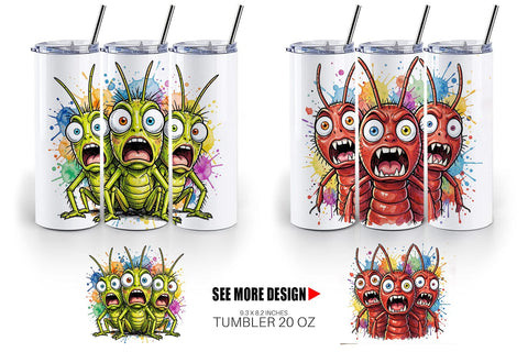 Tumbler Gritty Comic Garden Insects Heatwave Sublimation artnoy 