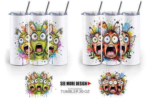 Tumbler Gritty Comic Garden Insects Heatwave Sublimation artnoy 