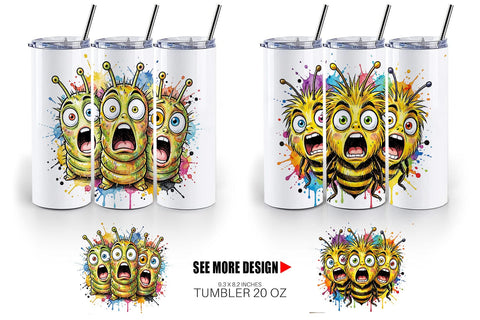 Tumbler Gritty Comic Garden Insects Heatwave Sublimation artnoy 