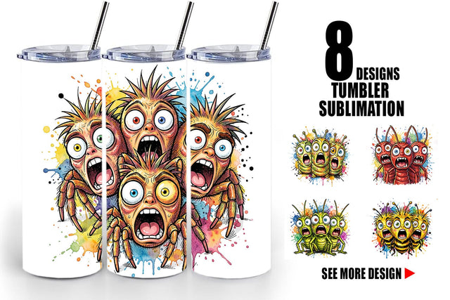Tumbler Gritty Comic Garden Insects Heatwave Sublimation artnoy 