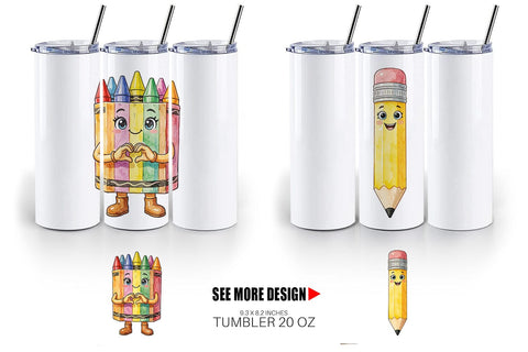 Tumbler Groovy 70s School Mascot Watercolor Sublimation artnoy 
